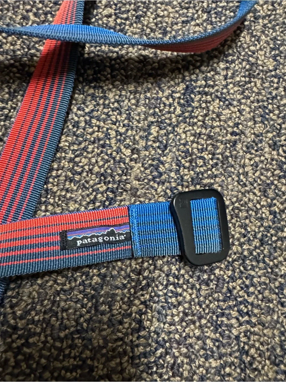Patagonia Blue, grey, Striped Webbing Belt